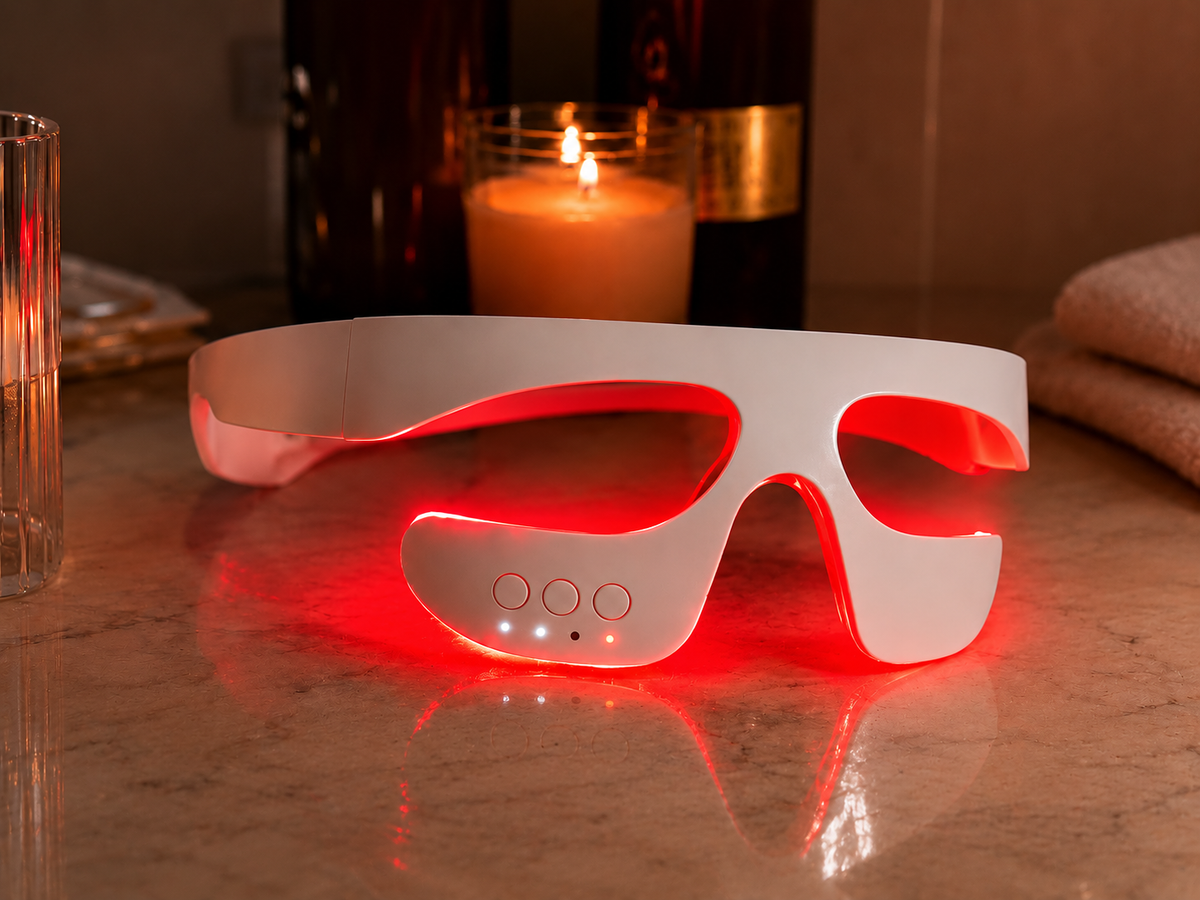 Beheizte Mikrostrom & Rotlicht Augenmassage-Brille – gegen Augenmüdigkeit & Schwellungen