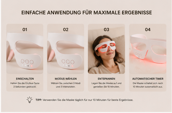 Beheizte Mikrostrom & Rotlicht Augenmassage-Brille – gegen Augenmüdigkeit & Schwellungen