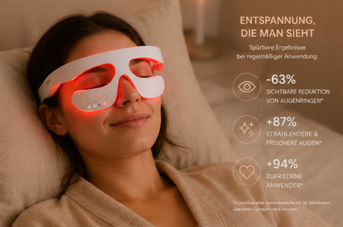 Beheizte Mikrostrom & Rotlicht Augenmassage-Brille – gegen Augenmüdigkeit & Schwellungen
